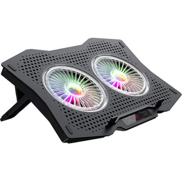 Stand/Cooler notebook Havit F2072 Cooling Pad Laptop, 2 ventilatoare, ajustabil 7 unghiuri, iluminare RGB