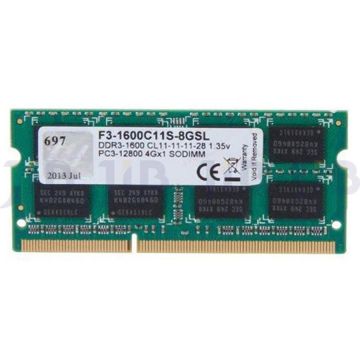 G.SKILL Memorie Laptop G.Skill F3 DDR3, 1x8GB, 1600MHz, CL11, 1.35v