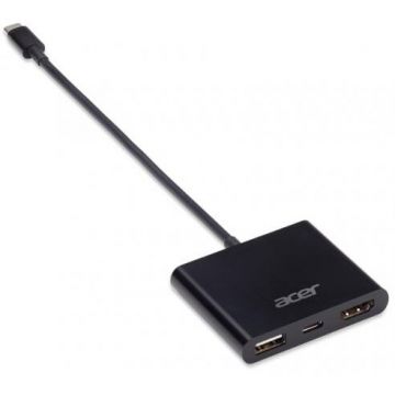 Acer Adaptor Acer NP.CAB1A.020, Displayport + USB + USB-C - USB-C, Black