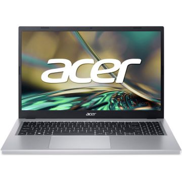 Acer Laptop Acer Aspire 3 15 A315-510P, Intel Core i3-N305, 15.6 inch FHD, 8GB RAM, 256GB SSD, No OS, Argintiu