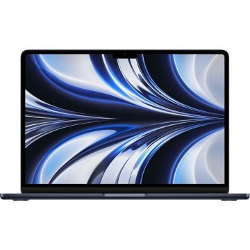 Apple Laptop MacBook Air 2022, 13.6 inch, Apple M2, 8Core CPU 8Core GPU, 16GB RAM, 256GB SSD, 67W, MacOS, Negru