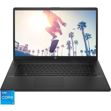 HP Laptop HP 17-cn2025nq, 17.3 inch FHD, Intel Core i5-1235U, 16GB RAM, 512GB SSD, Intel Iris Xe, Free DOS, Negru