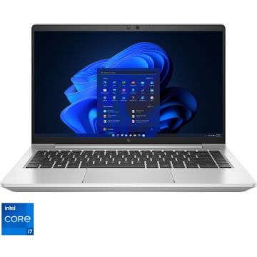 HP Laptop HP EliteBook 640 G9, 14 inch FHD, Intel Core i7-1255U, 16GB RAM, 512GB SSD, Intel Iris Xe, Windows 11 Pro, Argintiu