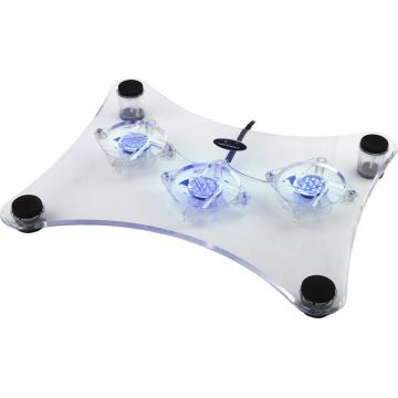 Cooler laptop Esperanza Levanter, 3 ventilatoare, USB, 2800 rpm, 1,25 W, 25 dBA, 28,5 x 23,5 x 25cm, alb