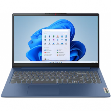 Lenovo Laptop Lenovo IdeaPad Slim 3 15AMN8, AMD Ryzen 3 7320U, 15.6 inch FHD, 8GB RAM, 512GB SSD, No OS, Albastru