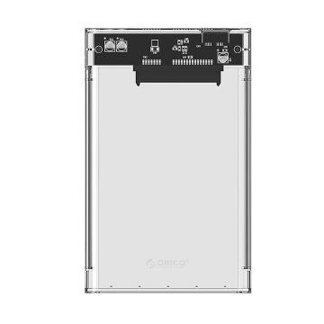 Rack extern HDD si SSD 2.5 inch Orico, 10Gbps, 4TB, USB Type C 3.1 Gen 2, SATA I/III, cablu inclus, Transparent