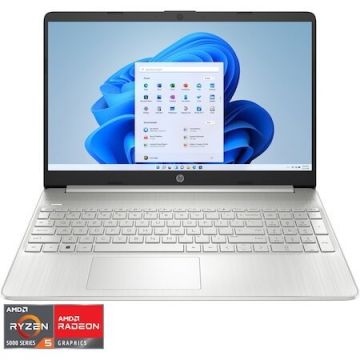 Laptop HP 15.6'' 15s-eq2061nq, FHD, Procesor AMD Ryzen™ 5 5500U (8M Cache, up to 4.0 GHz), 8GB DDR4, 256GB SSD, Radeon, Win 11 Home S, Silver