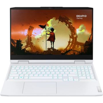 Laptop Lenovo Gaming 15.6'' IdeaPad 3 15ARH7, FHD IPS 120Hz, Procesor AMD Ryzen™ 7 6800H, 16GB DDR5, 512GB SSD, GeForce RTX 3050 Ti 4GB, No OS, Glacier White
