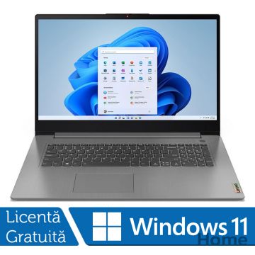 Laptop Nou Lenovo IdeaPad 3 17ITL06, Intel Core i7-1165G7 1.20-4.70GHz, 8GB DDR4, 256GB SSD, 17.3 Inch Full HD, Windows 11 Home, Arctic Grey