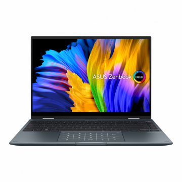 Ultrabook ASUS 14'' Zenbook 14 Flip OLED UP5401ZA, 2.8K 90Hz Touch, Procesor Intel® Core™ i5-12500H,16GB DDR5, 512GB SSD, Intel Iris Xe, Win 11 Pro, Pine Grey