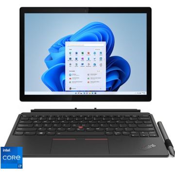 Ultrabook Lenovo 12.3'' ThinkPad X12 Detachable, FHD+ IPS Touch, Procesor Intel® Core™ i7-1160G7, 16GB DDR4X, 512GB SSD, Intel Iris Xe, 4G LTE, Win 11 DG Win 10 Pro, Black