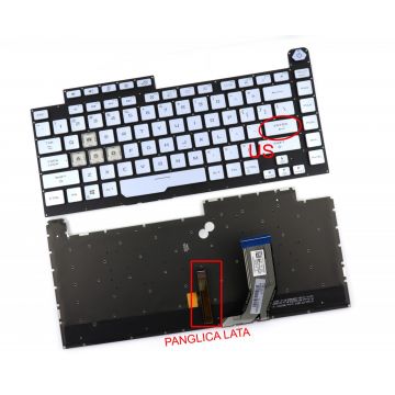 Tastatura Albastra cu Panglica Iluminare Lata Asus 6037b0203501 iluminata layout US fara rama enter mic
