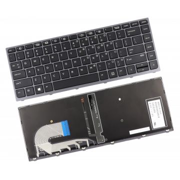 Tastatura HP PK131CA2A00 Neagra cu Rama Gri iluminata backlit