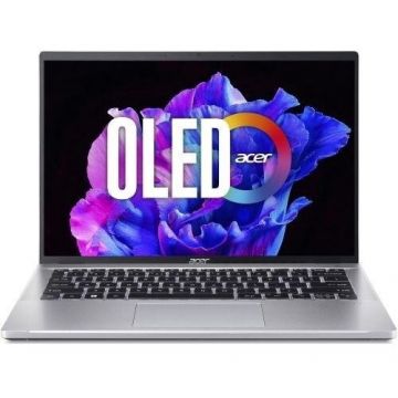 Acer Laptop Acer Swift Go 14 SFG14-71, Intel Core i5-1335U, 14 inch 2.2K, 8GB RAM, 512GB SSD, No OS, Argintiu