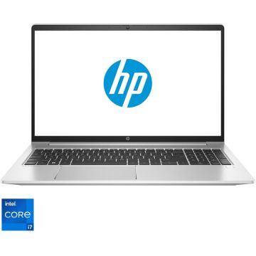 HP Laptop HP ProBook 450 G9 cu procesor Intel Core i7-1260P pana la 4.7 GHz, 15.6 Full HD, 16GB, 1TB SSD, Intel Iris Xe Graphics, FreeDOS, Silver