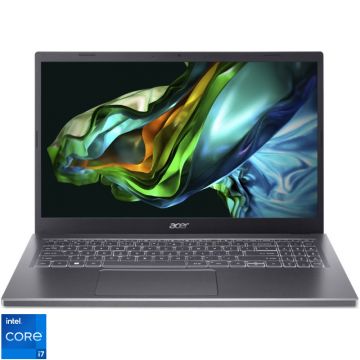Laptop Acer 15.6'' Aspire 5 A515-58M, FHD IPS, Procesor Intel® Core™ i7-1355U (12M Cache, up to 5.00 GHz), 32GB DDR5, 1TB SSD, Intel Iris Xe, No OS, Steel Grey