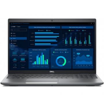 Dell Laptop Dell Precision 3581, Intel Core i7-13800H, 15.6 inch FHD, 32GB RAM, 1TB SSD, nVidia RTX A1000 6GB, Windows 11 Pro, Gri