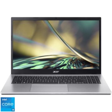 Laptop Acer 15.6'' Aspire 3 A315-59, FHD IPS, Procesor Intel® Core™ i5-1235U (12M Cache, up to 4.40 GHz, with IPU), 8GB DDR4, 512GB SSD, Intel Iris Xe, No OS, Pure Silver