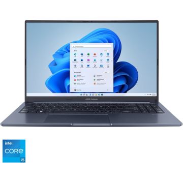 Laptop ASUS VivoBook 15X OLED X1503ZA cu procesor Intel® Core™ i5-12500H pana la 4.50 GHz, 15.6, Full HD, OLED, 8GB, 512GB SSD, Intel Iris Xe Graphics, Windows 11 Home, Quiet Blue
