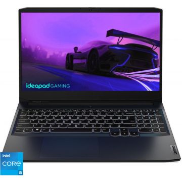 Laptop Lenovo Gaming 15.6'' IdeaPad 3 15IHU6, FHD IPS, Procesor Intel® Core™ i5-11320H (8M Cache, up to 4.50 GHz, with IPU), 8GB DDR4, 512GB SSD, GeForce RTX 3050 4GB, No OS, Shadow Black