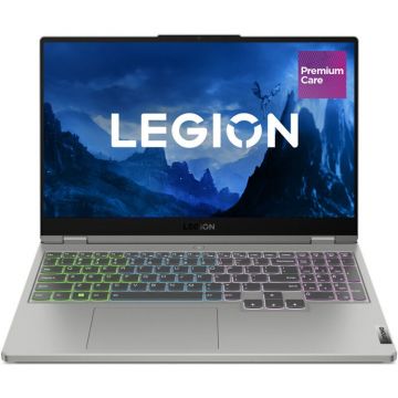 Laptop Lenovo Gaming 15.6'' Legion 5 15ARH7H, FHD IPS 165Hz, Procesor AMD Ryzen™ 7 6800H (16M Cache, up to 4.7 GHz), 16GB DDR5, 512GB SSD, GeForce RTX 3070 8GB, No OS, Cloud Grey, 3Yr Onsite Premium Care