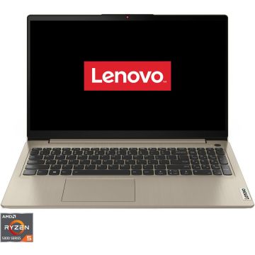 Laptop Lenovo IdeaPad 3 15ALC6 cu procesor AMD Ryzen 5 5500U, 15.6, Full HD, 8GB, 256GB SSD, AMD Radeon Graphics, No OS, Sand