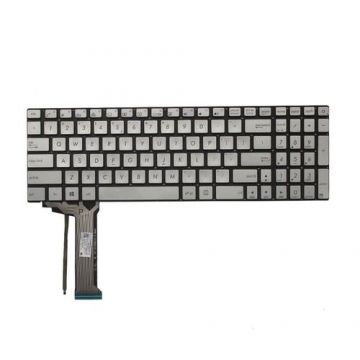 Tastatura laptop Asus NSK-UPQBC01 Layout US argintie iluminata