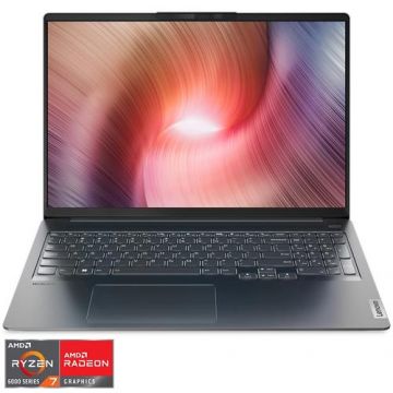 Laptop Lenovo IdeaPad 5 Pro 16ARH7 cu procesor AMD Ryzen™ 7 6800HS Creator Edition pana la 4.70 GHz, 16'', 2.5K, IPS, 120Hz, 16GB DDR5, 1TB SSD, AMD Radeon 680M Graphics, No OS, Gri