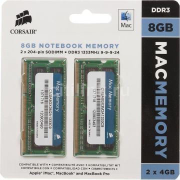 Memorie Corsair KIT 2x4 SODIMM, DDR3, 8Gb, 1333Mhz CMSA8GX3M2A1333C9