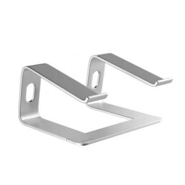 Suport ergonomic pentru laptop Crong, Aluminiu/Cauciuc, Argintiu