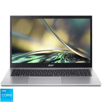 Laptop Acer 15.6'' Aspire 3 A315-59, FHD IPS, Procesor Intel® Core™ i3-1215U (10M Cache, up to 4.40 GHz, with IPU), 8GB DDR4, 512GB SSD, GMA UHD, No OS, Pure Silver