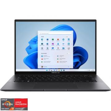 Laptop ASUS Zenbook 14 OLED UM3402YA, Procesor AMD Ryzen™ 7 7730U pana la 4.50 GHz, 14inch, 3K, OLED, 16GB, 512GB SSD, AMD Radeon™ Graphics, Windows 11 Pro, Negru