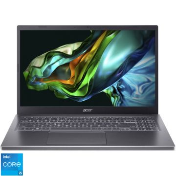 Laptop Acer 15.6'' Aspire 5 A515-58M, FHD IPS, Procesor Intel® Core™ i5-1335U (12M Cache, up to 4.60 GHz), 16GB DDR5, 512GB SSD, Intel Iris Xe, No OS, Steel Grey