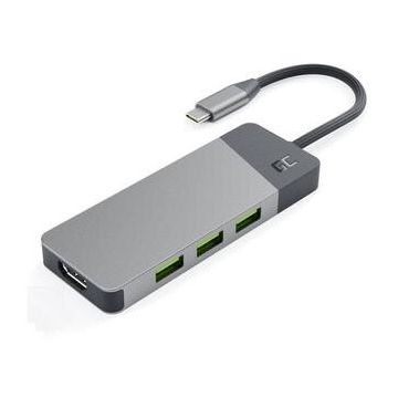 Green Cell Hub USB GC Connect 7in1 (3xUSB-A 3.1 HDMI 4K 60Hz USB-C PD 85W) pentru Apple MacBook M1/M2 Lenovo X1, Asus ZenBook, Dell XPS