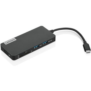 Lenovo Hub USB-C 7-in-1, Lenovo, Negru