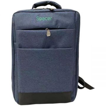 spacer Rucsac Spacer New York pentru laptop 17, compartiment laptop si compartiment calatorie, buzunar frontal, waterproof, poliester, Albastru