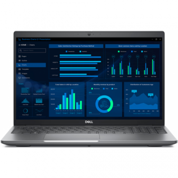 Laptop Dell Precision 3581 (Procesor Intel® Core™ i7-13800H (24M Cache, up to 5.20 GHz), 15.6inch FHD, 16GB, 512GB SSD, nVidia RTX A500 @4GB, Linux, Gri)