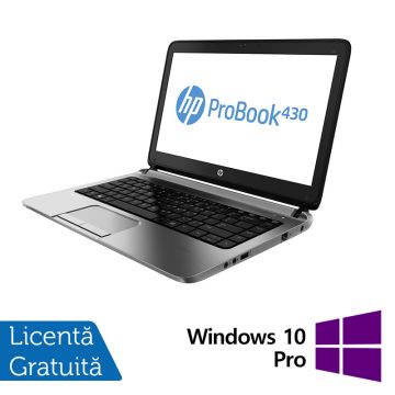 Laptop Refurbished HP ProBook 430 G1, Intel Core i5-4300U 1.90 - 2.90GHz, 8GB DDR3, 256GB SSD, 14 Inch HD, Webcam + Windows 10 Pro
