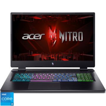 Laptop Acer Gaming 17.3'' Nitro 17 AN17-51, QHD IPS 165Hz, Procesor Intel® Core™ i5-13500H (18M Cache, up to 4.70 GHz), 16GB DDR5, 512GB SSD, GeForce RTX 4060 8GB, No OS, Black