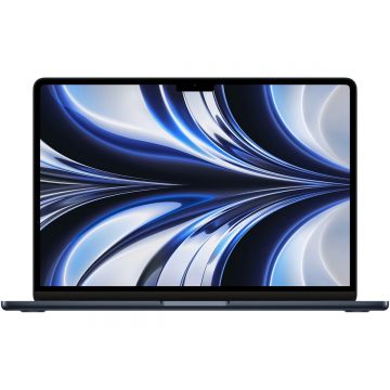 Laptop Apple MacBook Air 13-inch, cu procesor Apple M2, 8 nuclee CPU si 10 nuclee GPU, 8GB, 512GB, Layout INT, Midnight