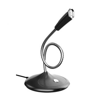 Microfon 360° Premium Techstar® Negru, Pentru Birou, Studio, Voice, Gaming, Chat, USB, Baza Solida