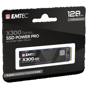 SSD EMTEC X300 POWER PRO, 128GB, M.2 2280, PCIe Gen3 x4
