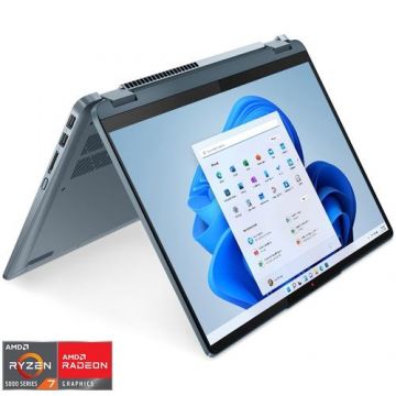 Laptop 2in1 Lenovo IdeaPad Flex 5 14ALC7 cu procesor AMD Ryzen™ 7 5700U pana la 4.3 GHz, 14inch, WUXGA, IPS, Touch, 16GB, 512GB SSD, AMD Radeon™ Graphics, Windows 11 Home, Albastru