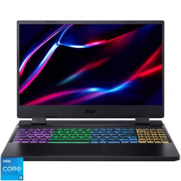 Laptop Acer Gaming 15.6'' Nitro 5 AN515-58, FHD IPS 144Hz, Procesor Intel® Core™ i5-12450H (12M Cache, up to 4.40 GHz), 16GB DDR5, 512GB SSD, GeForce RTX 2050 4GB, No OS, Obsidian Black