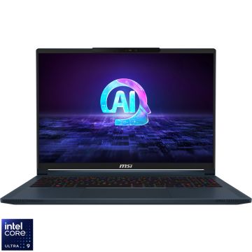 Laptop MSI Gaming 16'' Stealth 16 AI Studio A1VGG, QHD+ 240Hz, Procesor Intel® Core™ Ultra 9 185H (24M Cache, up to 5.10 GHz), 32GB DDR5, 2TB SSD, GeForce RTX 4070 8GB, Free DOS, Star Blue