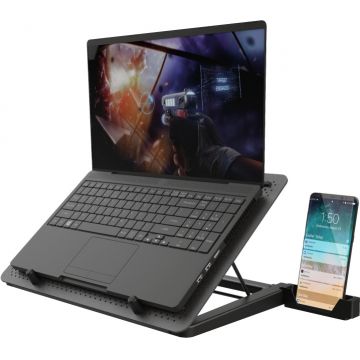 Stand/Cooler notebook Trust GXT 1125 Quno, max 17.3 inch, 5 ventilatoare, suport de telefon detasabil