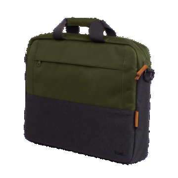 Geanta laptop Trust Lisboa 15.6inch, 2 compartimente, material POM, RPET Polyester, RPET, volum 2.1 L, Verde