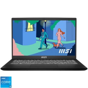 Laptop MSI 15.6'' Modern 15 B13M, FHD, Procesor Intel® Core™ i5-1335U (12M Cache, up to 4.60 GHz), 8GB DDR4, 512GB SSD, Intel Iris Xe, Free DOS, Classic Black