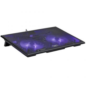 Cooler Laptop MS MSP70004, 17inch, iluminare albastra (Negru)