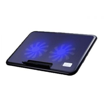 Cooler Laptop/notebook Klausstech, Compatibil 12 - 17 Inch, Lumina Led, 2 Ventilatoare, 1200 Rpm, Nivel Zgomot 21 Db, 2 Reglaje De Inaltime, Design Ergonomic, Mov